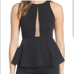 Trouvé Cut-Out Black Peplum Top